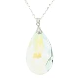 Faceted Pear Shape Opalite Pendant w/ Chain Necklace - 2" Pendeant , 18" Chain - Sold Individually
