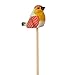 Carved Wood Wren Bird on Pick | 2 Picks | for Indoor Decor