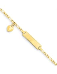 14k 6in Engravable Figaro Link w/Dangling Heart Baby/Child ID