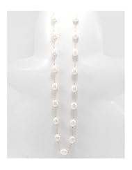 White (Natural) Japanese silk cord Fresh Water Pearl Necklace In Zinc