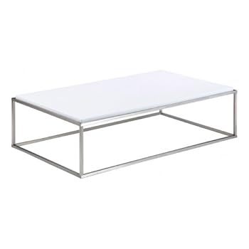 Table basse laqué blanc rectangulaire 110 cm Kenza Id'Clik