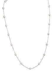 CleverEve Designer Series Long Sterling Silver and Cream Rose Pearl Necklace
