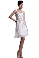 Spaghetti Strap Chiffon Thigh Length Evening Dress/Prom Dress/Mini Dress 