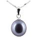 Freshwater Cultured Oval Shape 9-10mm Black Pearl / 18K White Gold Pendant, 16