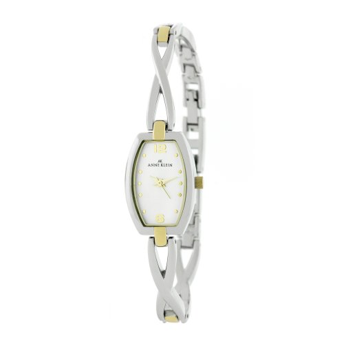 AK Anne Klein Womens 109367SVTT Two-Tone X Shape Bangle Bracelet Watch