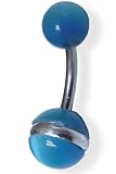 Catseye Ring Navel Barbell (Blue)