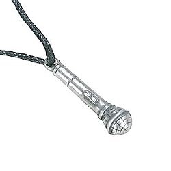 Microphone Mic Pewter Pendant Necklace