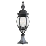 Beveled Glass 3 Light Post Mount Lantern– Black