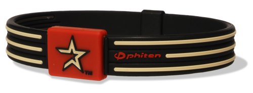 Phiten MLB Authentic Bracelet, Houston Astros, Medium (6.75 Inches)