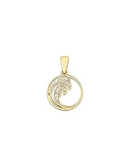 Wave Pendant with Diamonds in 14K Yellow Gold - 12mm