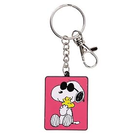 Peanuts Snoopy keyring / zipper pull - Snoopy Hugging Woodstock metal keychain