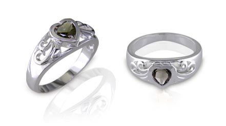 Heart Shape Smoky Quartz Ring Sterling SIlver