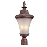Frosted Glass 3 Light Post Mount Lantern - Rust