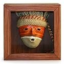 NOVICA Papier mache shadow box mask, 'Chancay'