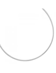 MMA Silver - 16 inch Rhodium Plated Round 2mm Omega Necklace