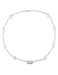 14k White gold 9-10 MM Freshwater Cultured Pearl Strand, 17"