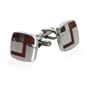 Edgy Cherry Wood Stainless Steel Cufflinks with Artistic Design with Gift Box