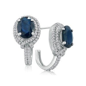 Sapphire Jewelry: 6 1 2ct Statement Style Sapphire and Diamond Earrings in 14k... by SuperJeweler.com