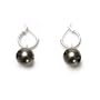 Sterling Silver Black Shell Pearl Mini Snap Bar Hoop Earrings