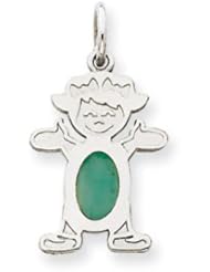 Genuine IceCarats Designer Jewelry Gift 14K Wg Girl 6X4 Oval Genuine Emerald-May