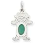 14k White Gold Girl 6x4 Oval Genuine Emerald May Pendant - JewelryWeb