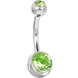 Swarovski Peridot Double Gem Belly Button Ring