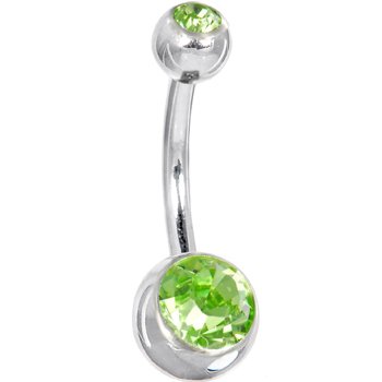 SWAROVSKI Peridot DOUBLE GEM Belly Button Ring