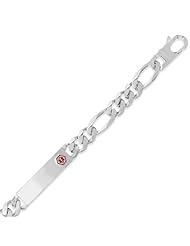 CleverSilvers 8" Figaro 300 Medical Alert Id Bracelet