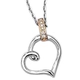 18K Rose Gold And White Gold Polished Finish Diamond Accent Heart Pendant w/925 Sterling Silver Chain 18 (0.03 cttw, G-H Color, VS2-SI1 Clarity)