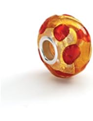 Gold and Orange Murano Glass Charm for 3mm Charm Bracelets