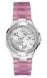 Guess Ladies 'Prism' steel stone set case pink resin strap
