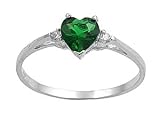 Sterling Silver Ring - Clear CZ - Emerald Heart - Prong Set - 7 mm x 2 mm, Sizes 4-9