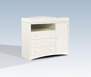 South Shore Furniture, Peak-a-Boo Collection, Changing Table with Drawers, Pure White