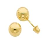 Solid 14k Yellow 7mm Ball Screw-Back Earrings - JewelryWeb