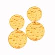 14k Gold Hammered Double Disk Post Earrings