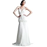 GEORGE BRIDE Chiffon Ivory Spaghetti Strap Beading Long Dress Size 2 Ivory