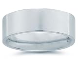 8 mm Plain Flat Comfort-Fit Men's Wedding Band in 14k White Gold