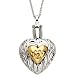 Sterling Silver and Yellow Gold Plate Pet Heart Ash Holder Pendant with Chain, 18