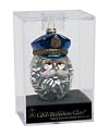 Policeman Officer Santa Claus Head Glass Christmas Ornament #822011