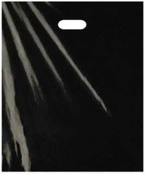 Low Density Plastic with Die Cut Handle, Glossy Retail Bags, Boutique, Goodie Bags, Party, Stores, Clothes, Reusable Gifts, Trade Show 15X18 X4 Inches-Black -Lot of 500