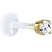16 Gauge 5/16" Solid 14KT Yellow Gold 3mm Clear Cubic Zirconia Bioplast Tragus Earring Stud