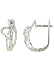 14K White Gold 0.15ct Elongated Heart Diamond Huggie Post-Snap-Down Earrings