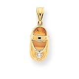 14k 3-D April White Zircon Engraveable Baby Shoe Charm