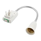 uxcell　ランプホルダー　ライトソケット　電球ソケット　プラスチック製　36cm　ホワイト　AC110-220V　オン/オフスイッチ