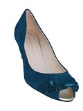 LOEFFLER RANDALL Estella Suede Ruffle Pump in Teal