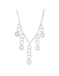 Sterling Silver Polished & Textured Flower Necklace. Metal Wt- 8.93g. 18in long.