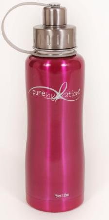 Pure Hydration Stainless Steel Insulated Water Bottle and Handle 25oz Fuchsia