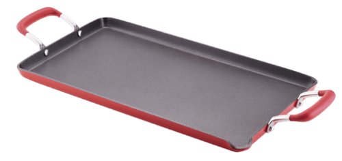 KitchenAid Hard-Base Porcelain Aluminum Nonstick 18-by-10-Inch Two-Burner Griddle, Red