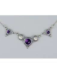 A Delightful Sterling Silver Gemstone Necklace Featuring Amethyst and White Moonstone