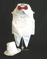 Dog Wedding Tuxedo w/ Formal Tails- White, Small